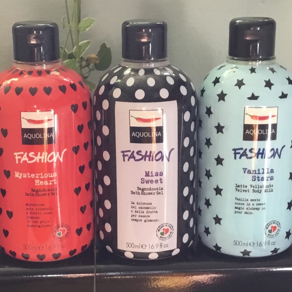 Bundle of 3 Aquolina Fashion shower gels & body milk 16.9 oz each